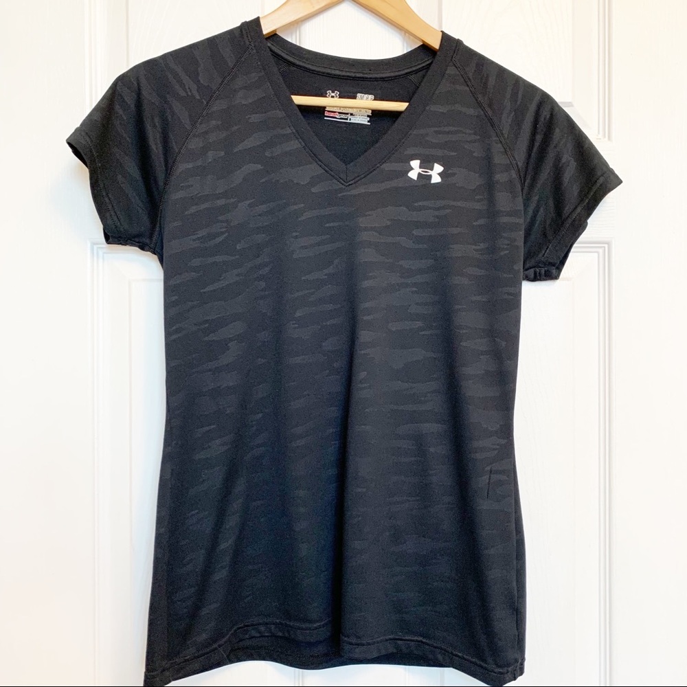 Under Armour Short Sleeve Workout Tee Black Camo Size Small